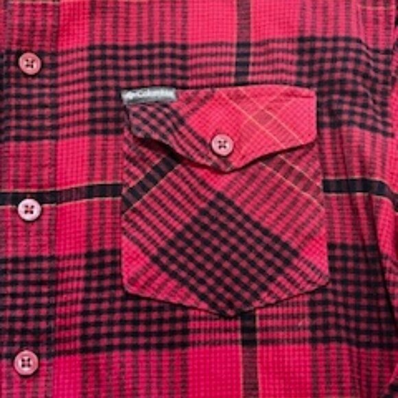 Columbia Red Plaid Flannel Long Sleeve Button Up Shirt Men’s Sz Medium - Picture 6 of 11